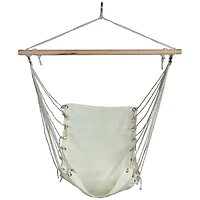 37.25" x 33" Cream Hammock Chair with Wooden Bar