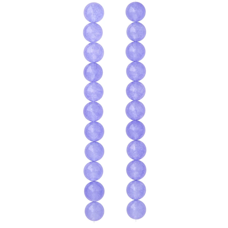 12 Pack:  Lavender Quartz Round Beads, 10mm by Bead Landing™