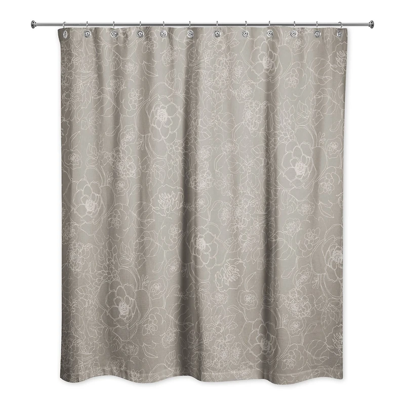 Line Floral Shower Curtain