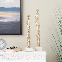 Gold Aluminum Metal Figurine Sculpture with Marble Base, 2ct.