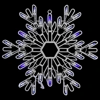 16" LED Lighted Pure White & Blue Snowflake Christmas Window Silhouette Décor