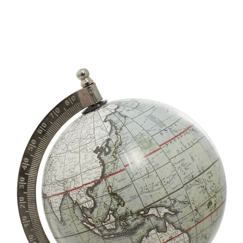 9" White Ceramic & Metal Contemporary Globe