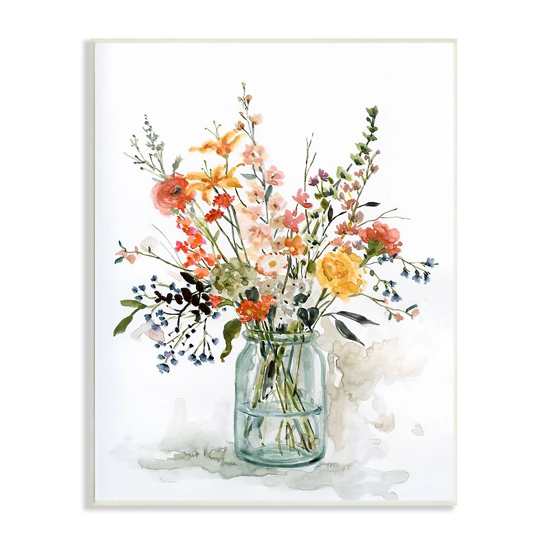 Stupell Industries Warm Summer Meadow Floral Bouquet Still Life Painting Wall Plaque