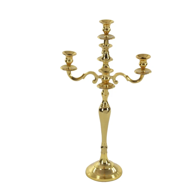 Gold Aluminum Traditional Candle Holder, 25" x 14" x 14"