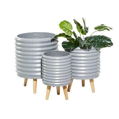 Set of 3 Grey MgO Contemporary Planter 18", 16", 14"