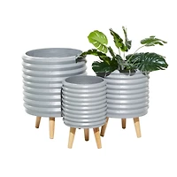 Set of 3 Grey MgO Contemporary Planter 18", 16", 14"