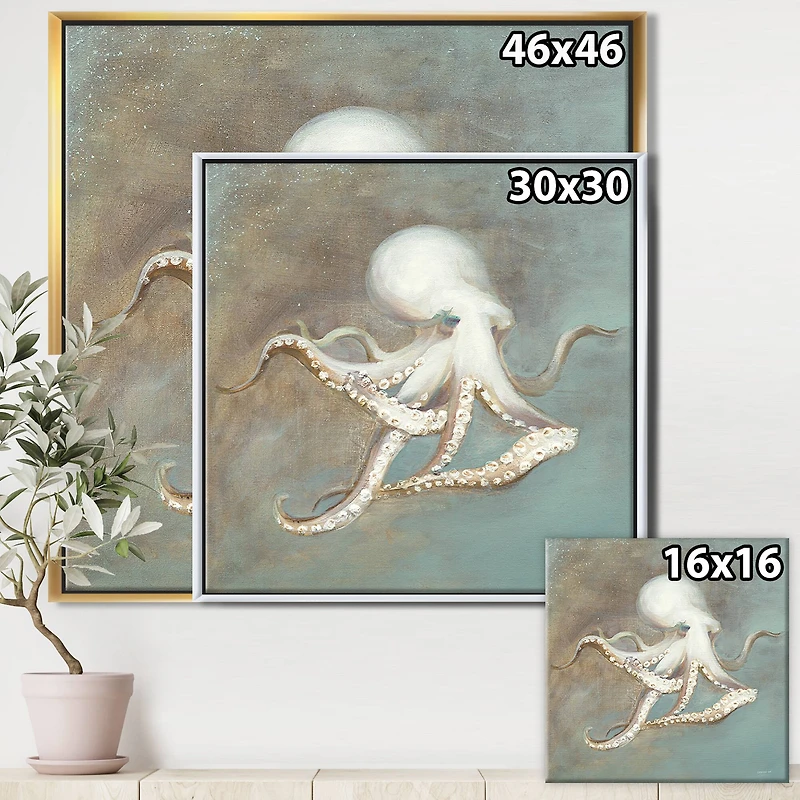 Designart - Octopus Treasures from the Sea - Nautical & Coastal Framed Canvas