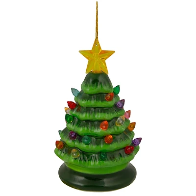 5" Green LED Retro Christmas Tree Ornament