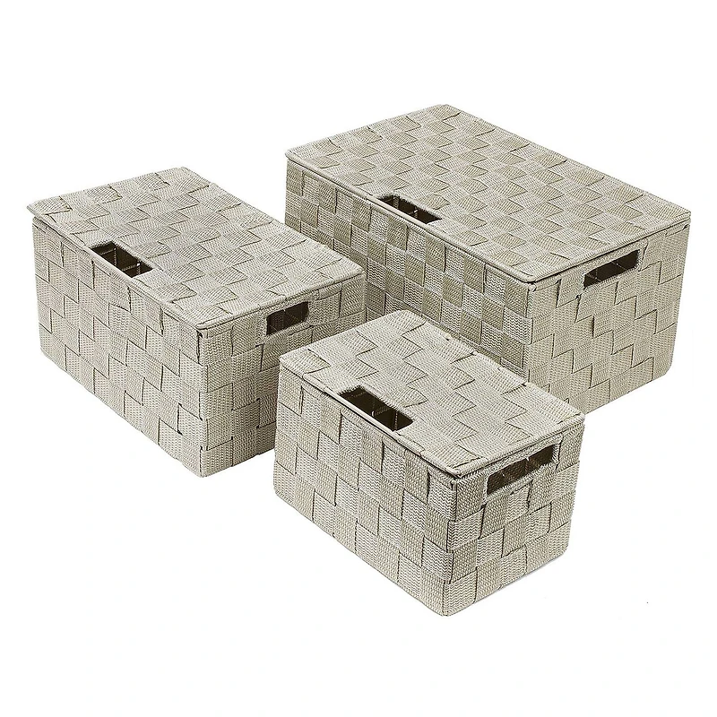 Sorbus 3-Piece Woven Basket with Lid Set