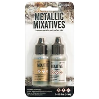 Tim Holtz® Alcohol Ink Metallic Mixative Set, Gold & Silver