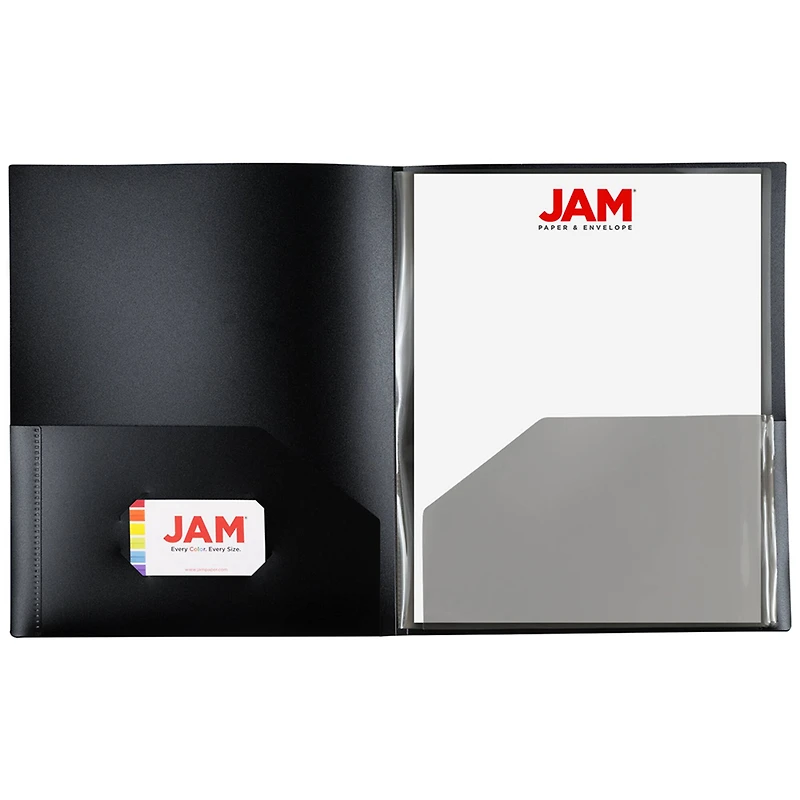 JAM Paper Heavy Duty Plastic 6-Pocket Folder