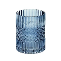 8" Blue Ribbed Glass Vase or Candle Holder