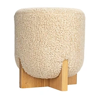 Hello Honey® White Bouclé Fabric Upholstered Ottoman