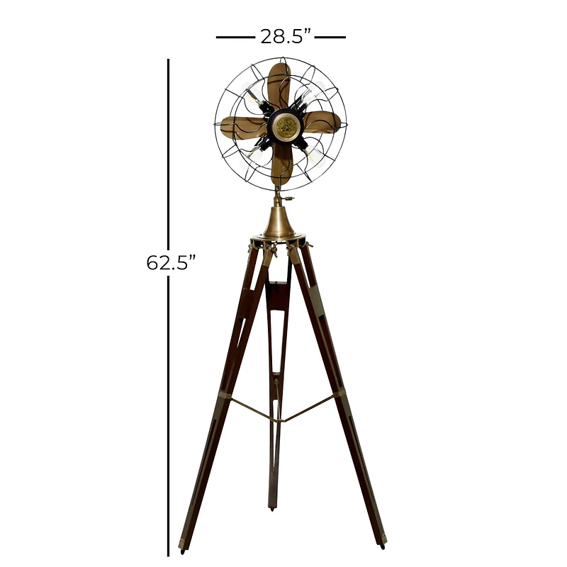62.5" Brown Metal Industrial Floor Lamp