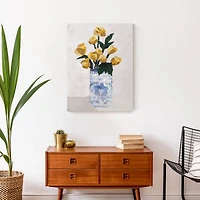 Yellow Florals in Blue Vase Canvas Wall Art