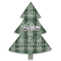 North Pole Christmas Tree Farm Tree Shaped Wood Pallet Wall Art