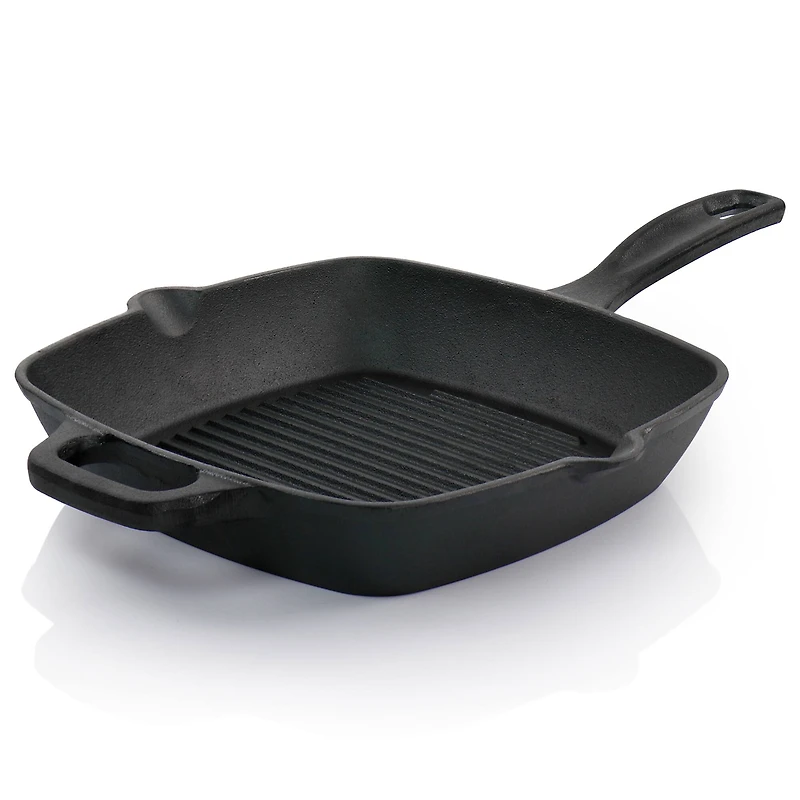 Oster Castaway 10'' Square Cast Iron Grill Pan with Pouring Spouts