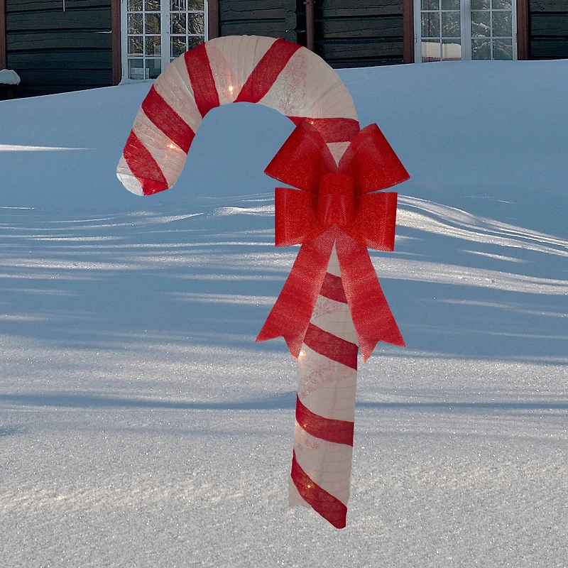 6ft. Pre-Lit Red & White Glitter Candy Cane Christmas Outdoor Décor