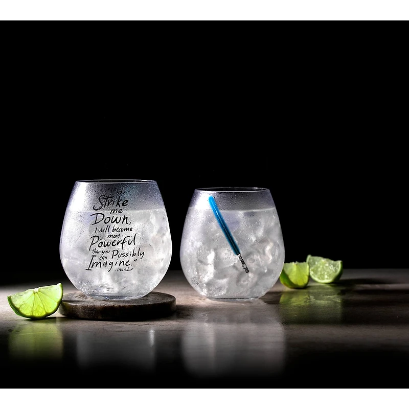 JoyJolt® Star Wars™ 15oz. New Hope Obi-Wan Kenobi Blue Lightsaber Stemless Drinking Glass, 2ct.