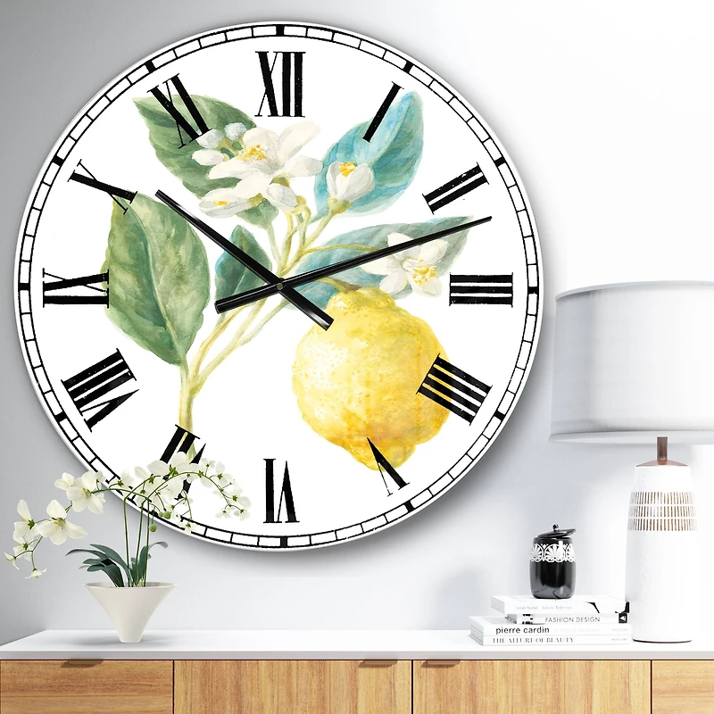 Designart 'Floursack Lemon I Farmhouse Wall Clock