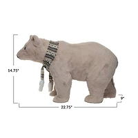 Hello Honey® 14.75" Cream Faux Fur Standing Polar Bear with Scarf