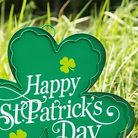 Glitzhome® 24" St. Patrick's Metal Shamrock Yard Stake