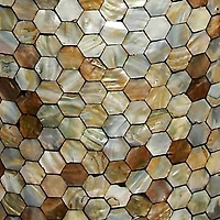 20" Multi Mussel Shells & Wood Contemporary Accent Table