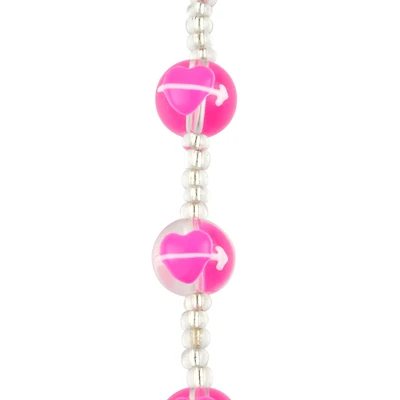 Pink Heart Painted Glass Beads, 11mm by Bead Landing™