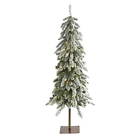 4.5ft. Pre-Lit Flocked Washington Alpine Artificial Christmas Tree, Warm White LED Lights