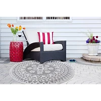 DII® Round Gray Floral Outdoor Rug, 5ft.
