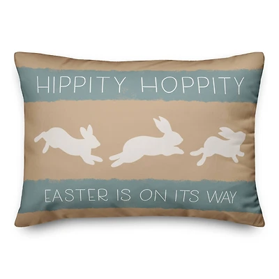 Hippity Hoppity Bunnies Tan 14" x 20" Indoor / Outdoor Pillow