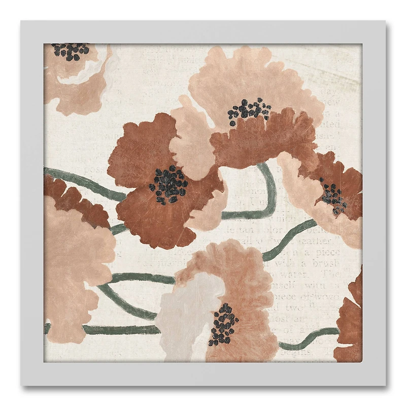 Spice Toned Florals White Framed Canvas