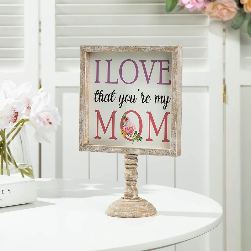 Glitzhome® 11.5" Wood Mother's Day Table Décor