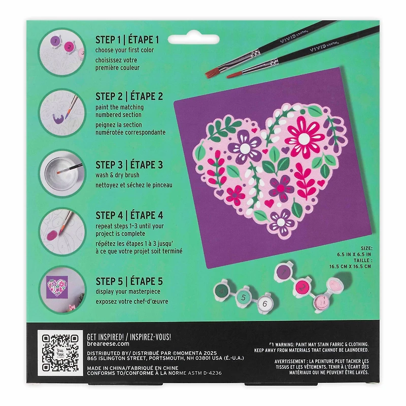 VIVID by Brea Reese® Flower Heart Acrylic Paint-by-Number Kit