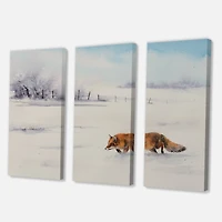 Designart - Red Fox Running In White Snow I