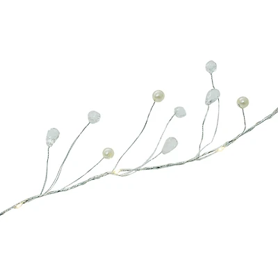 18ct. Warm White LED Silver & Pearl Berry Garland String Lights on Brown Wire by Ashland®