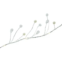 18ct. Warm White LED Silver & Pearl Berry Garland String Lights on Brown Wire by Ashland®