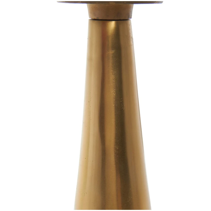 22" Gold Aluminum Geometric Cone Accent Table with Glass Tabletop