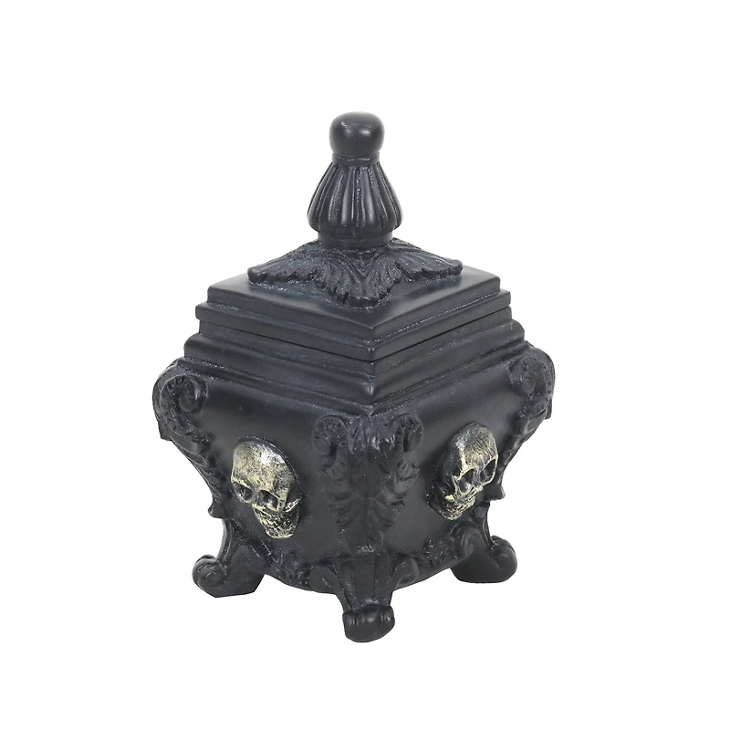 6.25" Black Ornate Skull Container with Lid by Ashland®