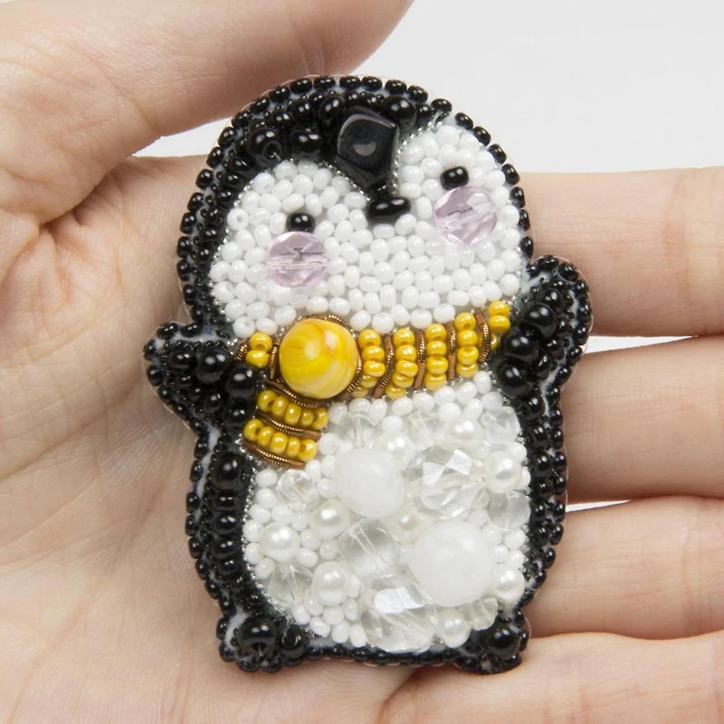 Crystal Art Beadwork Penguin Brooch Kit