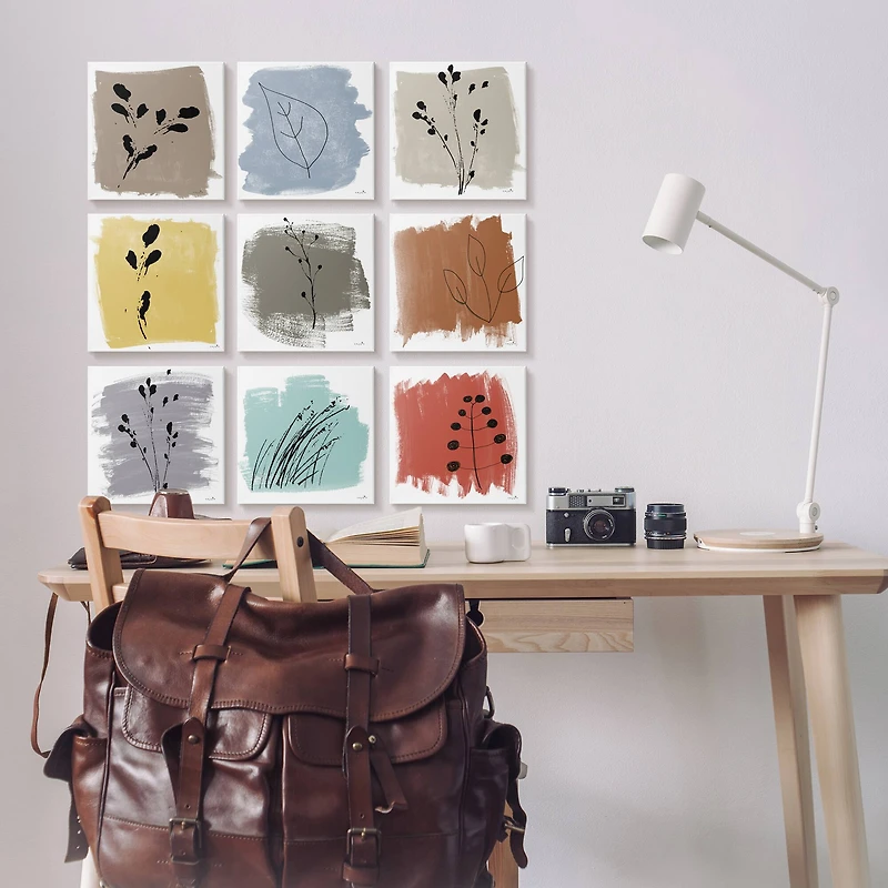 Stupell Industries Abstract Plants Expressive Modern Botanicals Paint Stroke Pattern Canvas Wall Art, 12" x 12"