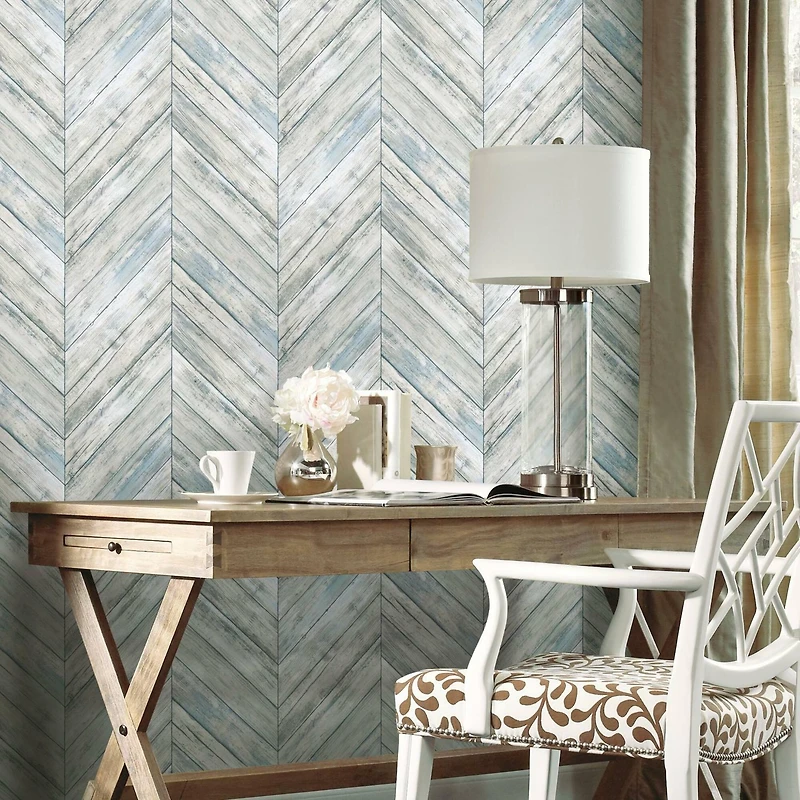 RoomMates Herringbone Wood Boards Peel & Stick Wallpaper