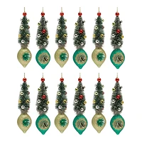 12ct. 6.5" Pine Tree Reflector Drop Ornament Set
