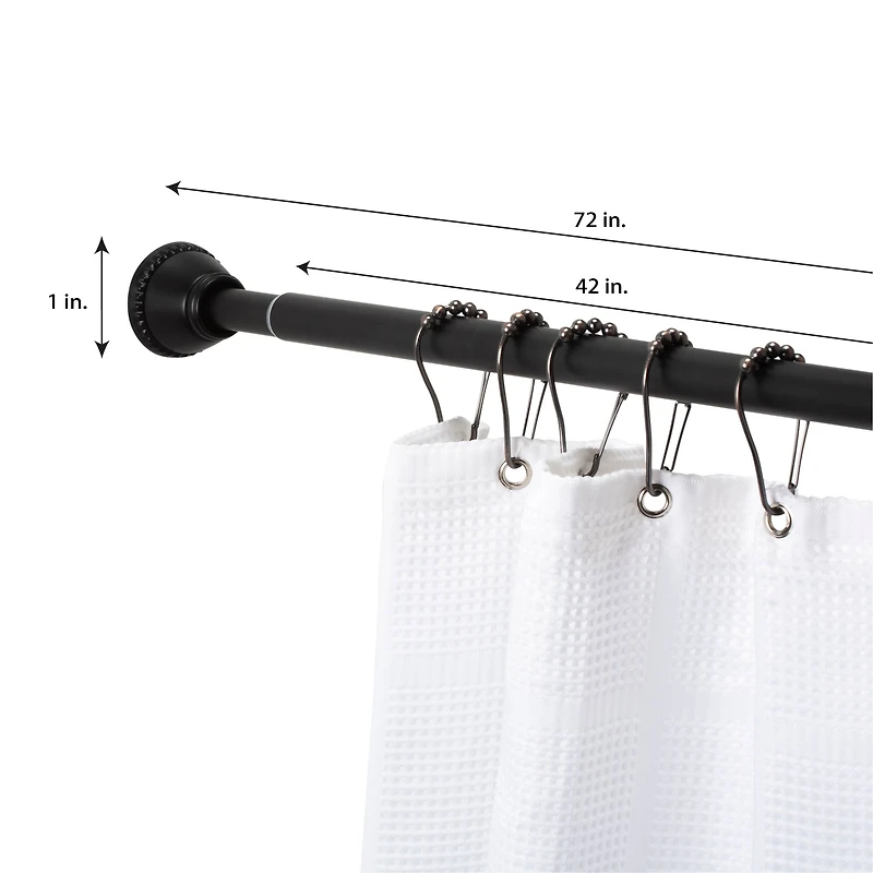 Bath Bliss Matte Black Decorative Tension Shower Rod