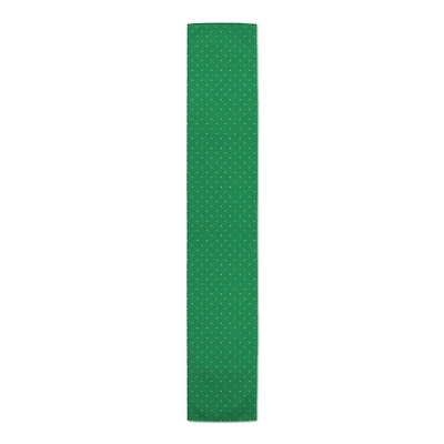 72" White Dots on Green Poly Twill Table Runner