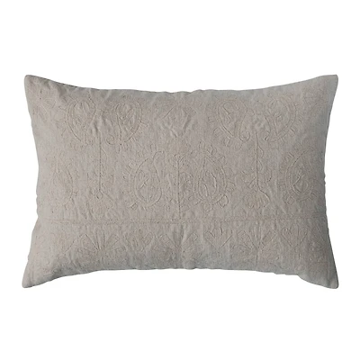 Hello Honey® Cream Embroidered Paisley Pattern Cotton Lumbar Pillow
