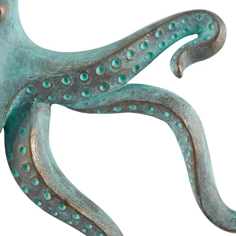 16" Blue Octopus Patina Sculpture