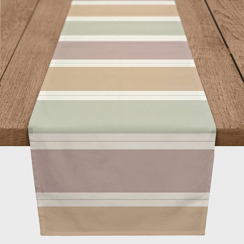 90" Soft Neutral Stripes Cotton Twill Table Runner