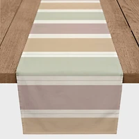 90" Soft Neutral Stripes Cotton Twill Table Runner