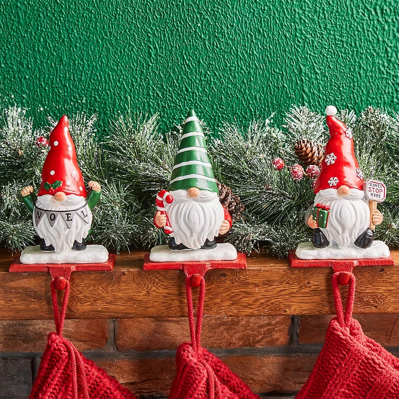 Glitzhome® 7" Gnomes Stocking Holder Set
